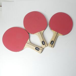 3 Stiga Ping Pong Paddles Wooden Red Black Table Tennis Racket